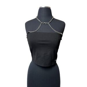 Poster Girl By Dollskill Cami Bandeau Top with Chain Straps Cropped M Streetwear
